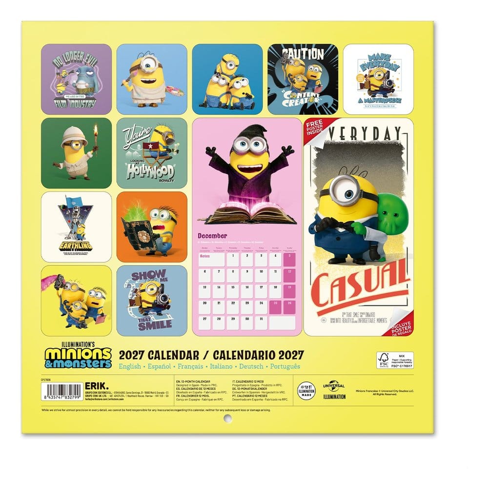 Minions Wall Calendar 2027 30 x 30 cm 8435747832799