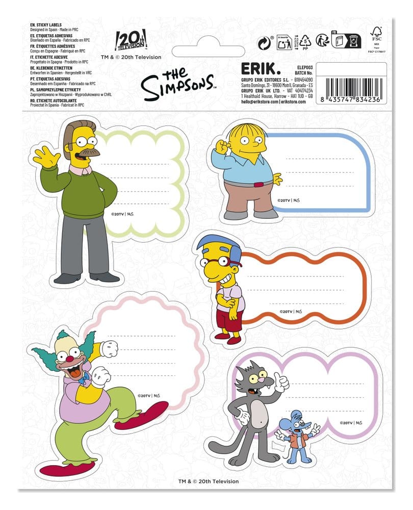 The Simpsons Premium Self-Adhesive Labels (10) 8435747834236
