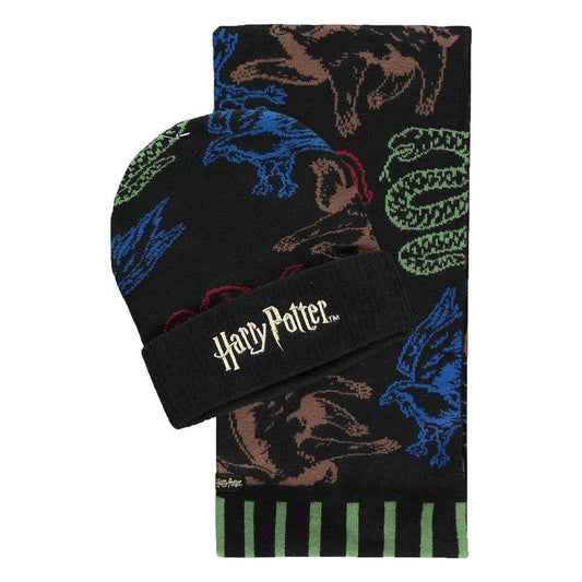 Harry Potter Beanie & Scarf Set Hogwarts Houses Colored 8718526128994