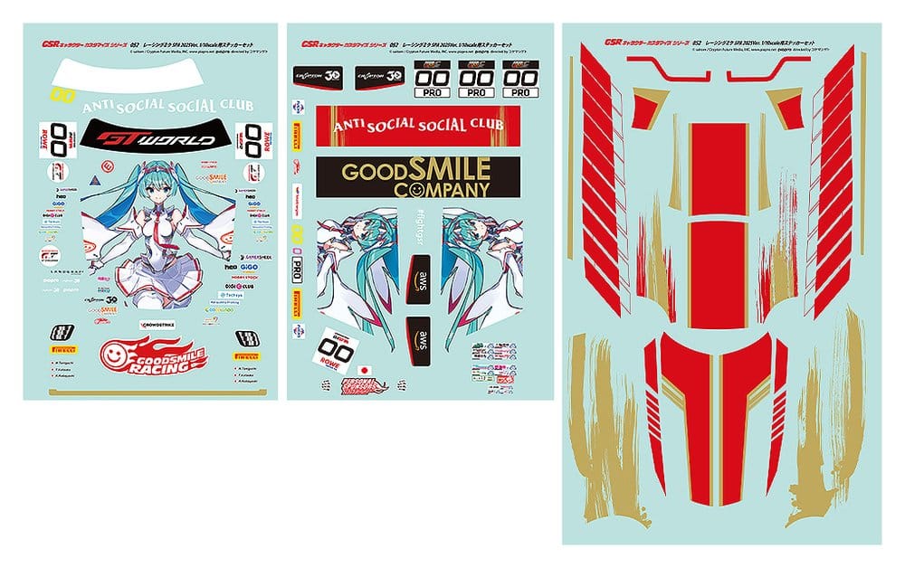 Hatsune Miku GSR Character Customization Series 052 Sticker Set for GSR Cars 1/10 Racing Miku SPA 2025 Ver. 4580828677937