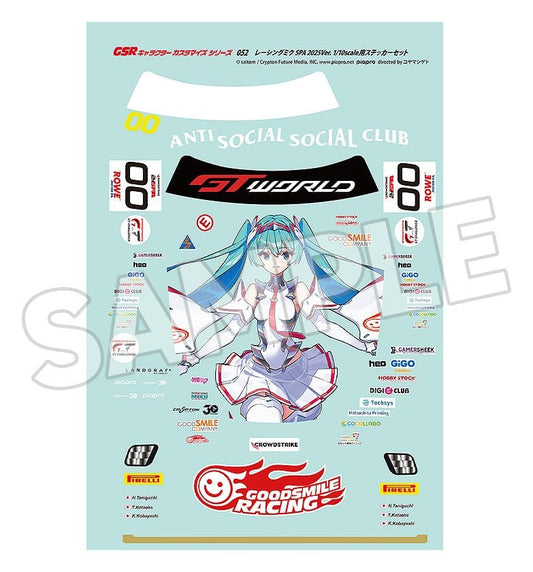 Hatsune Miku GSR Character Customization Series 052 Sticker Set for GSR Cars 1/10 Racing Miku SPA 2025 Ver. 4580828677937