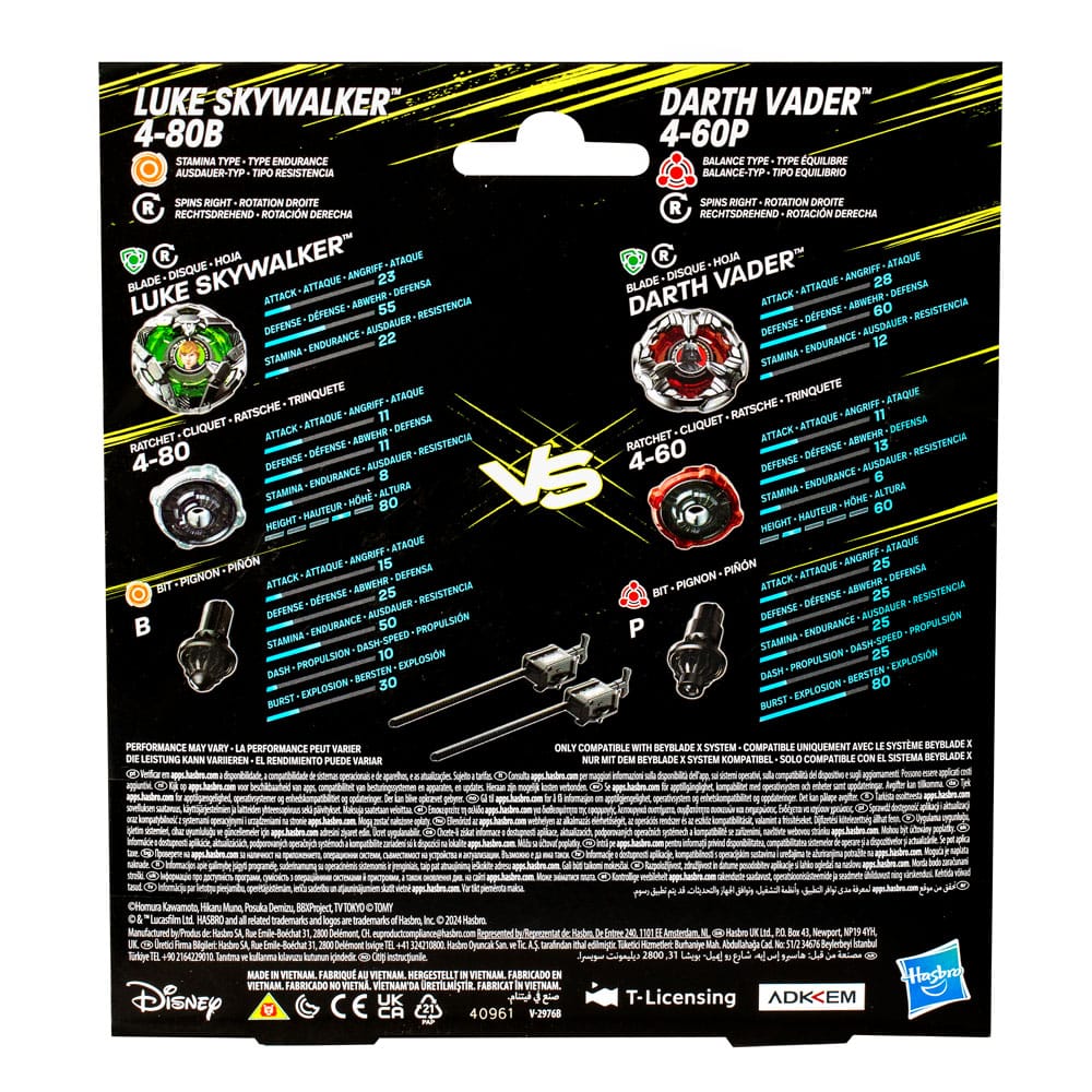Beyblade X and Star Wars Collab Luke Skywalker 4-80B vs. Darth Vader 4-60B 5010996257147