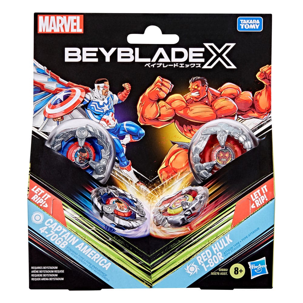 Beyblade X and Marvel Collab Captain America 4-70GB vs. Red Hulk 1-80R 5010996305718