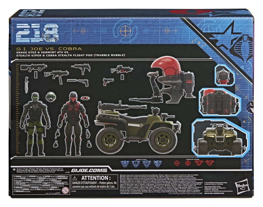 G.I. Joe Classified Series Action Figure & Vehicle Set Snake Eyes & Varmint ATV vs. Stealth Viper & Cobra Stealth Flight Pod (Trubble Bubble) 15 cm 5010996434678