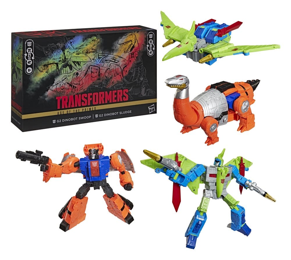 Transformers Age of the Primes Leader Class Action Figure 2-Pack G2 G2 Dinobot Swoop &amp G2 Dinobot Sludge 19 cm 5010996367754