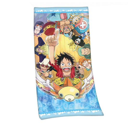 One Piece Velour Towel Straw Hat Pirates 75 x 150 cm 4006891956163