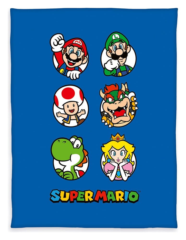 Super Mario Fleece Blanket blue 150 x 290 cm 4070396004193