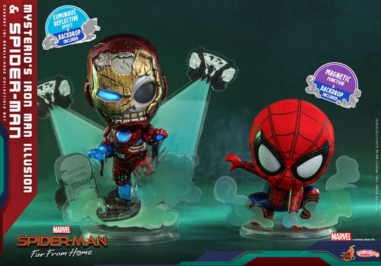 Spider-Man: Far From Home Cosbaby (S) Mini Figures Mysterio's Iron Man Illusion & Spider-Man 10 cm 4895228604576