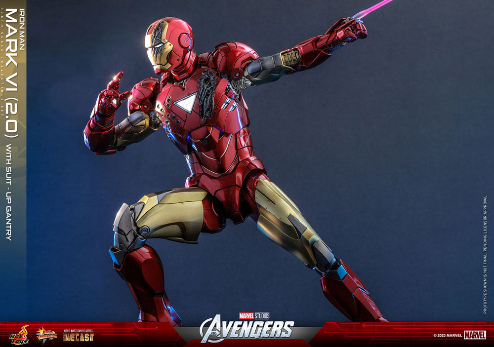 Marvel's The Avengers Movie Masterpiece Diecast Action Figure 1/6 Iron Man Mark VI (2.0) with Suit-Up Gantry 32 cm 4895228613356