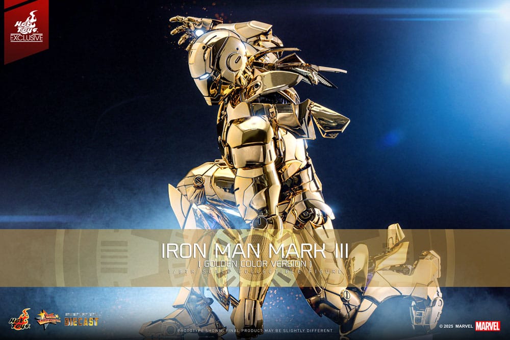 Iron Man Movie Masterpiece Diecast Action Figure 1/6 Iron Man Mark III (Gold Color Version) Hot Toys Exclusive 33 cm 913832