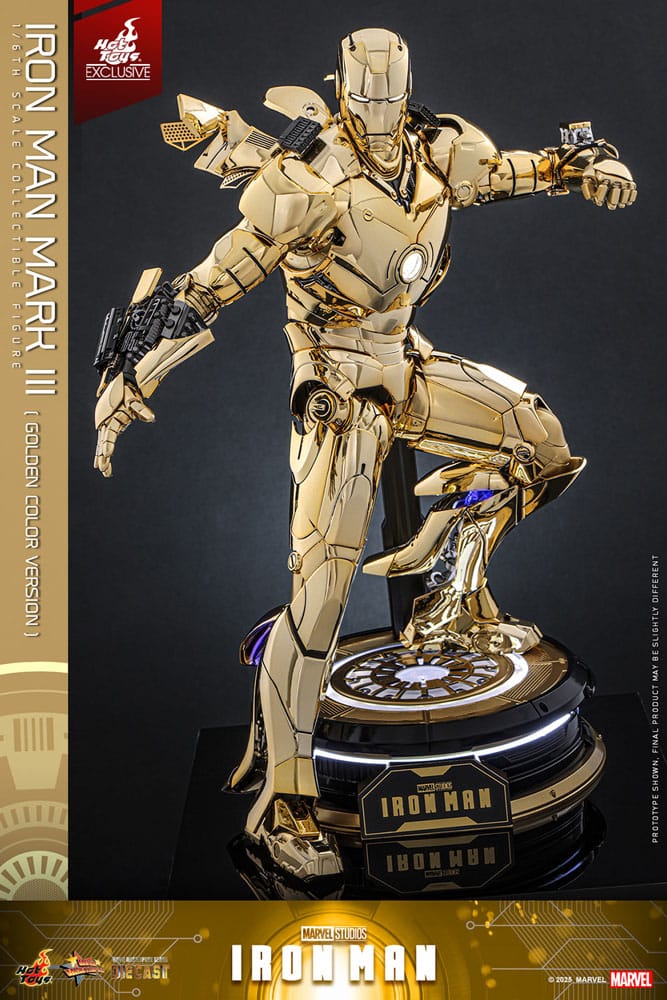 Iron Man Movie Masterpiece Diecast Action Figure 1/6 Iron Man Mark III (Gold Color Version) Hot Toys Exclusive 33 cm 913832