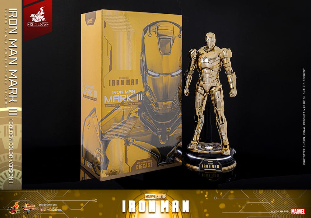 Iron Man Movie Masterpiece Diecast Action Figure 1/6 Iron Man Mark III (Gold Color Version) Hot Toys Exclusive 33 cm 4895228619273