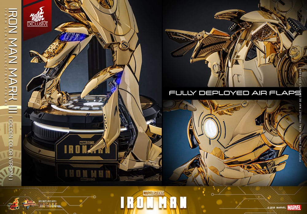 Iron Man Movie Masterpiece Diecast Action Figure 1/6 Iron Man Mark III (Gold Color Version) Hot Toys Exclusive 33 cm 4895228619273