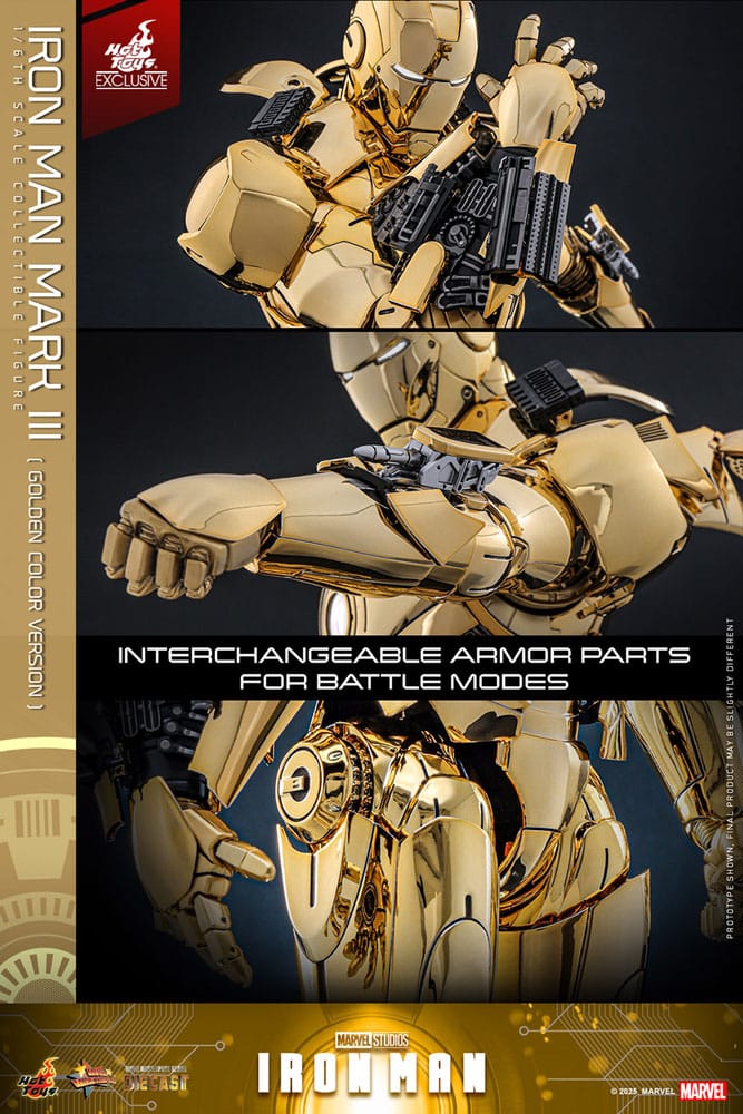 Iron Man Movie Masterpiece Diecast Action Figure 1/6 Iron Man Mark III (Gold Color Version) Hot Toys Exclusive 33 cm 4895228619273