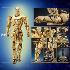 Iron Man Movie Masterpiece Diecast Action Figure 1/6 Iron Man Mark III (Gold Color Version) Hot Toys Exclusive 33 cm 913832