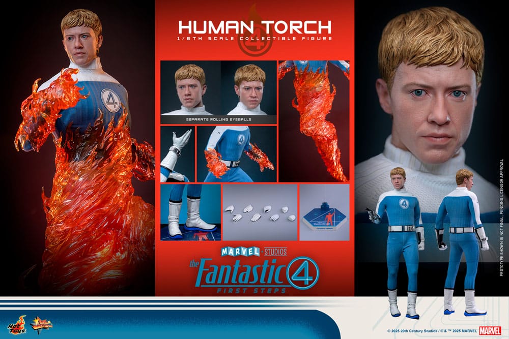 The Fantastic Four: First Steps Movie Masterpiece Action Figure 1/6 Human Torch 30 cm 4895228622785