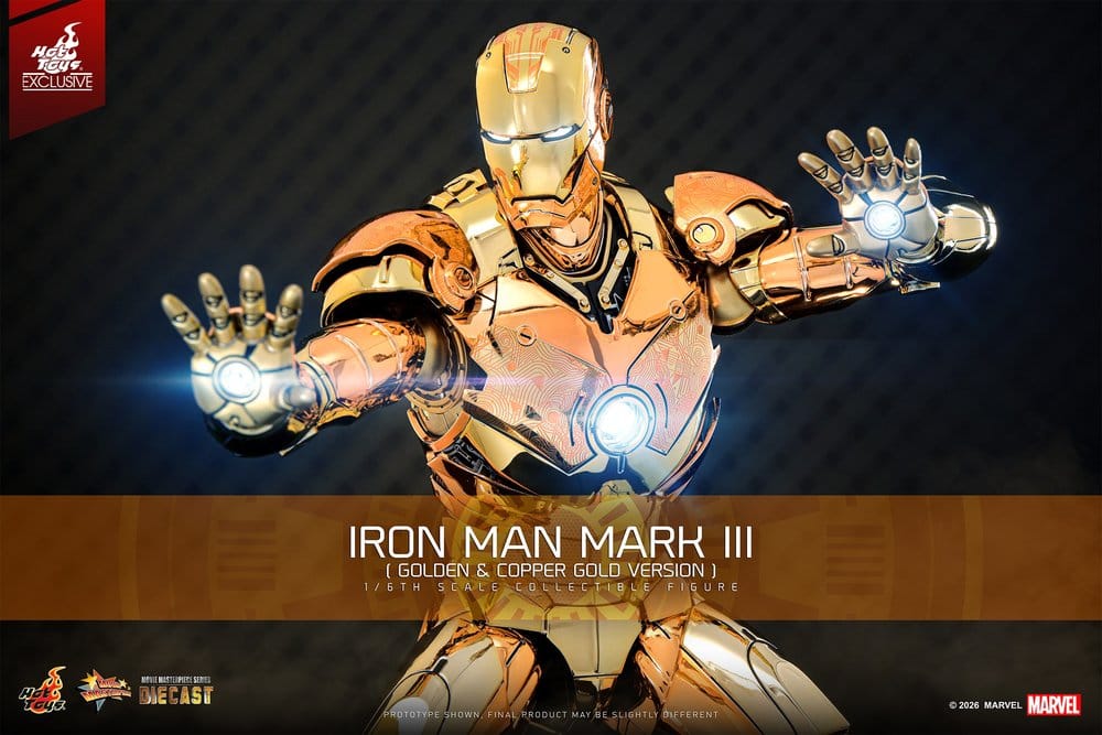 Iron Man Movie Masterpiece Diecast Action Figure 1/6 Iron Man Mark III (Golden & Copper Gold Version) Hot Toys Exclusive 33 cm 915134