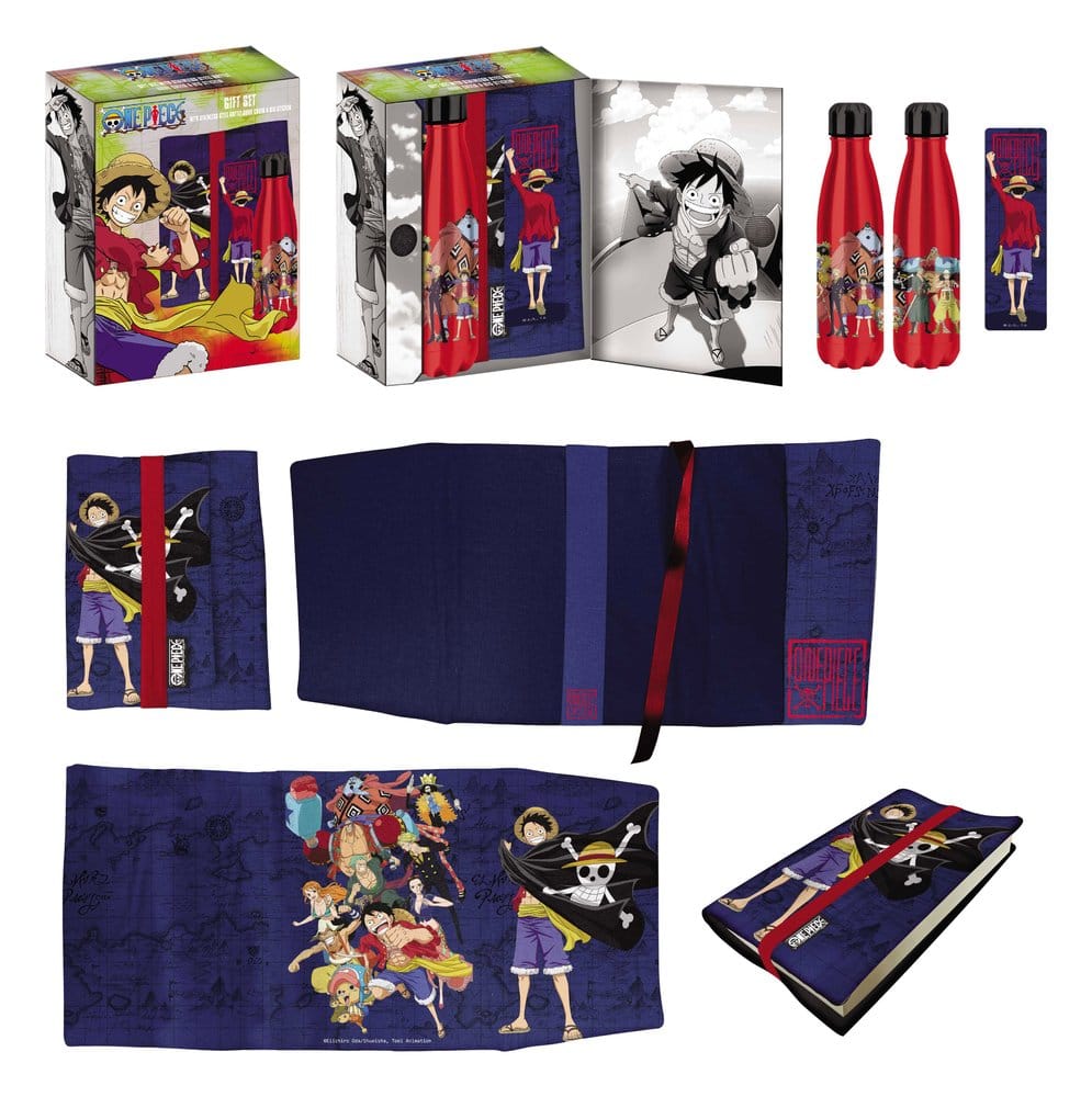 One Piece Steel Bottle, Sticker, Book Cover Gift Set Blue 5904209613328