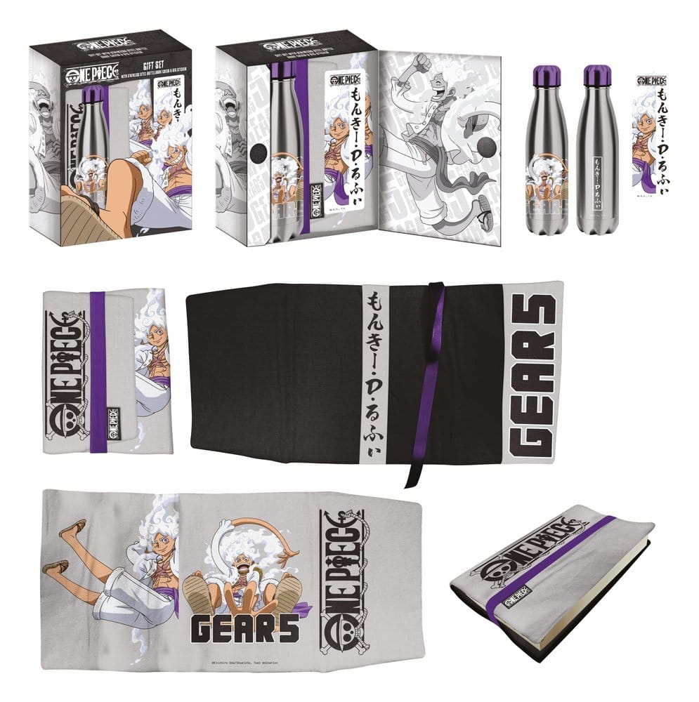 One Piece Steel Bottle, Sticker, Book Cover Gift Set Gears 5904209613304