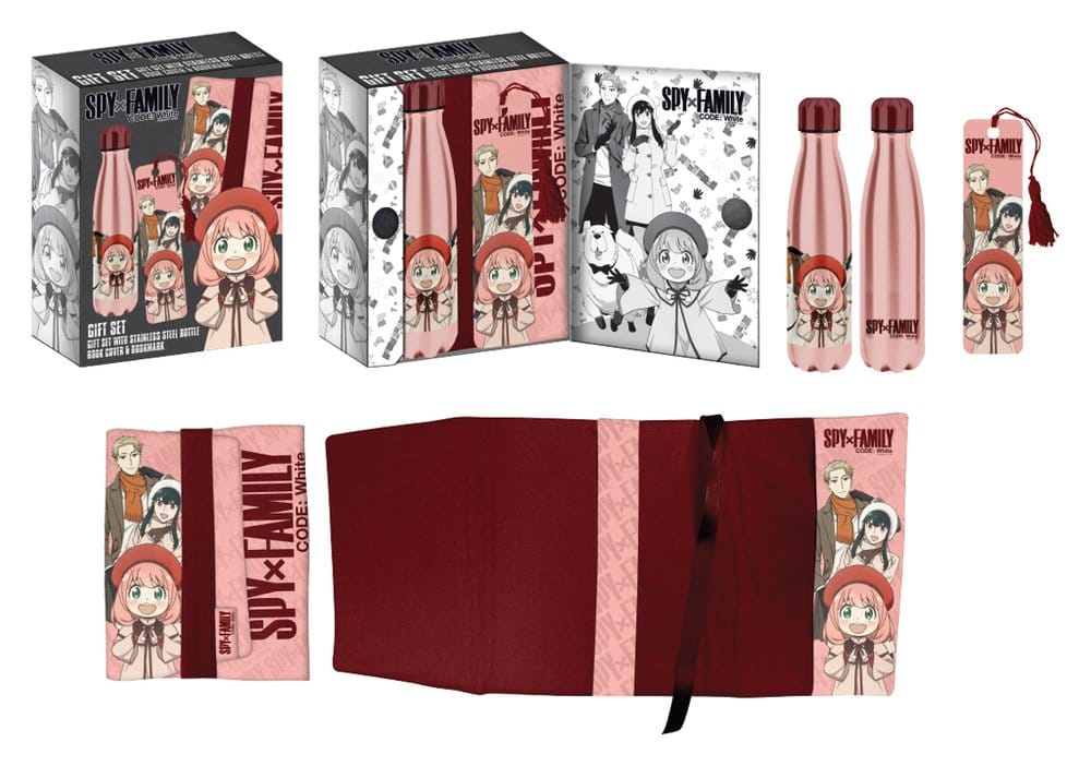 Spy x Family Steel Bottle, Sticker, Book Cover Gift Set Pink/Red 5904209613335