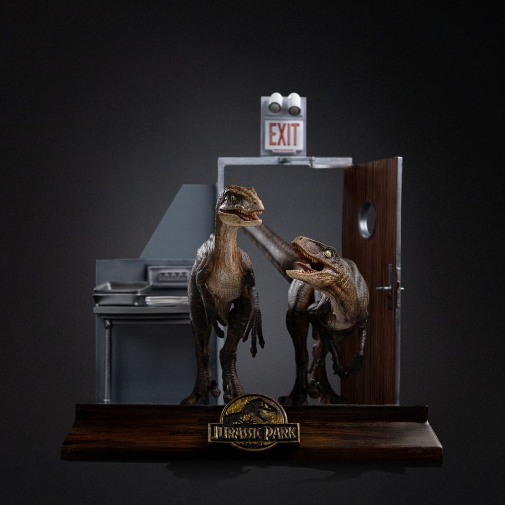 Jurassic Park Art Scale Statue 1/10 Raptors at the Kitchen's Door 28 cm 0042882335269