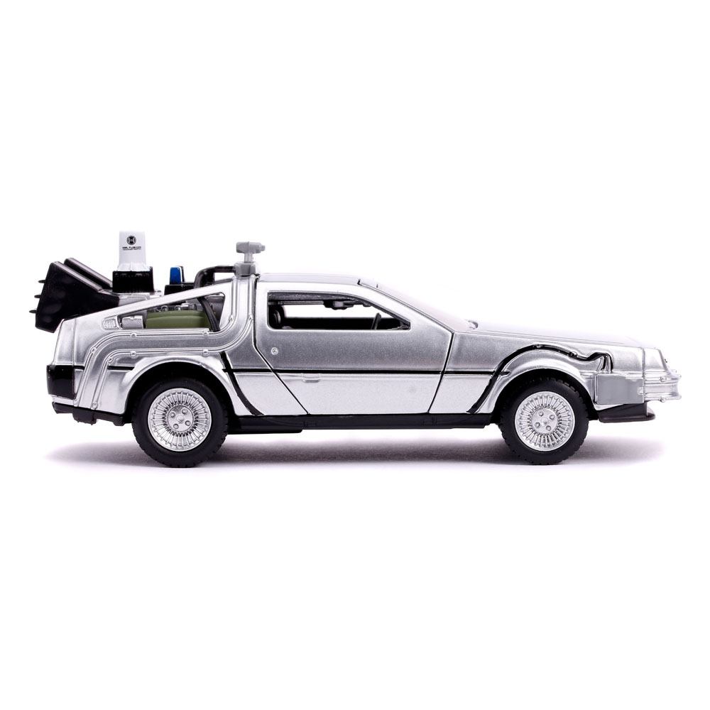 Back to the Future II Hollywood Rides Diecast Model 1/32 DeLorean Time Machine 0801310305416