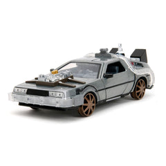 Back to the Future III Hollywood Rides Diecast Model 1/24 DeLorean Time Machine Railroad Wheels 4006333096402