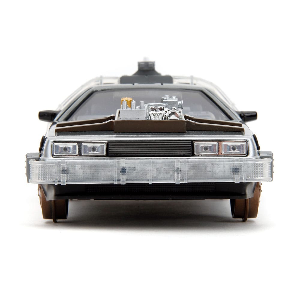 Back to the Future III Hollywood Rides Diecast Model 1/24 DeLorean Time Machine Railroad Wheels 4006333096402