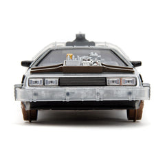 Back to the Future III Hollywood Rides Diecast Model 1/24 DeLorean Time Machine Railroad Wheels 4006333096402
