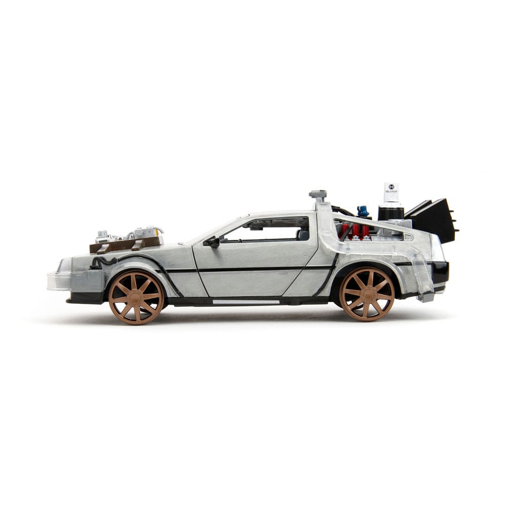 Back to the Future III Hollywood Rides Diecast Model 1/24 DeLorean Time Machine Railroad Wheels 4006333096402