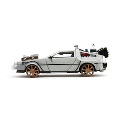 Back to the Future III Hollywood Rides Diecast Model 1/24 DeLorean Time Machine Railroad Wheels 4006333096402