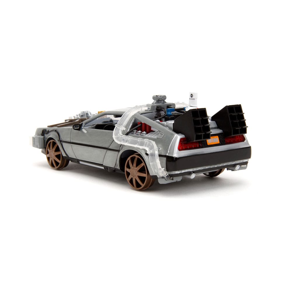 Back to the Future III Hollywood Rides Diecast Model 1/24 DeLorean Time Machine Railroad Wheels 4006333096402