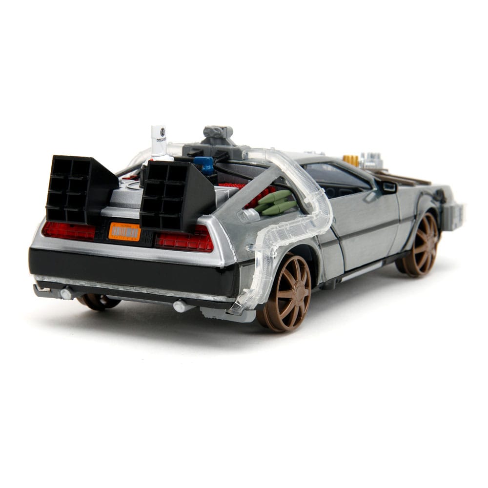 Back to the Future III Hollywood Rides Diecast Model 1/24 DeLorean Time Machine Railroad Wheels 4006333096402