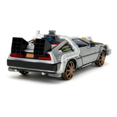 Back to the Future III Hollywood Rides Diecast Model 1/24 DeLorean Time Machine Railroad Wheels 4006333096402