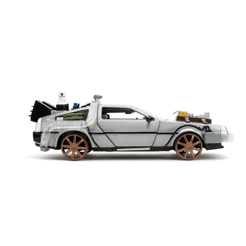 Back to the Future III Hollywood Rides Diecast Model 1/24 DeLorean Time Machine Railroad Wheels 4006333096402