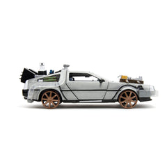 Back to the Future III Hollywood Rides Diecast Model 1/24 DeLorean Time Machine Railroad Wheels 4006333096402