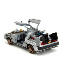 Back to the Future III Hollywood Rides Diecast Model 1/24 DeLorean Time Machine Railroad Wheels 4006333096402