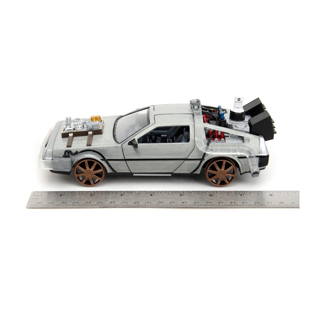 Back to the Future III Hollywood Rides Diecast Model 1/24 DeLorean Time Machine Railroad Wheels 4006333096402