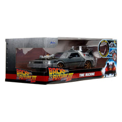 Back to the Future III Hollywood Rides Diecast Model 1/24 DeLorean Time Machine Railroad Wheels 4006333096402