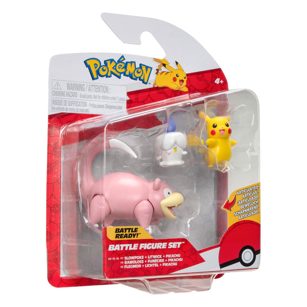 Pokémon Battle Figure Set 3-Pack Pikachu (Female), Litwick, Slowpoke 5 cm 0191726481355