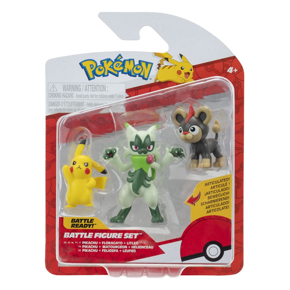 Pokémon First Partner Battle Figure Set Figure 3-Pack Litleo, Pikachu & Floragato 0191726756019