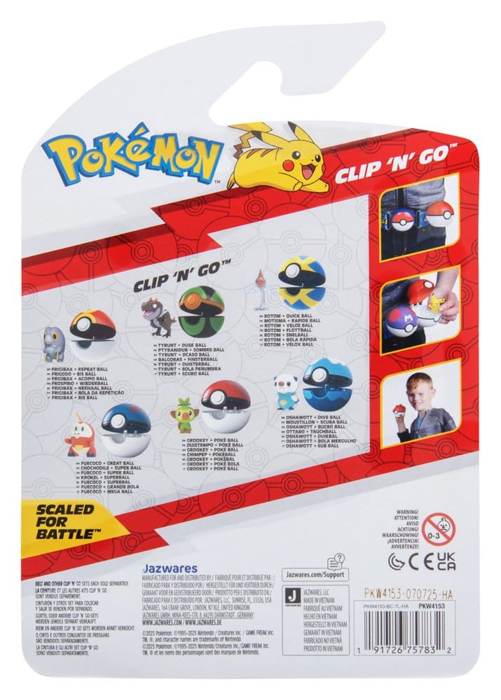Pokémon Clip 'n' Go Action Figure Wave 21 Frigibax & Repeat Ball 0191726757832