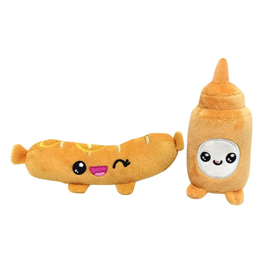 Yummis Together Plush Figures 2 Pack Sausage & Mustard in Take Away Bag 21 cm        8053172181437