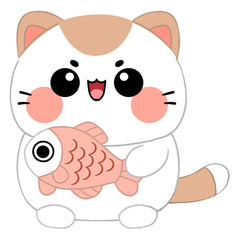 Funny Cat Plush Figure Cat with Fish 25 cm        8053172181789