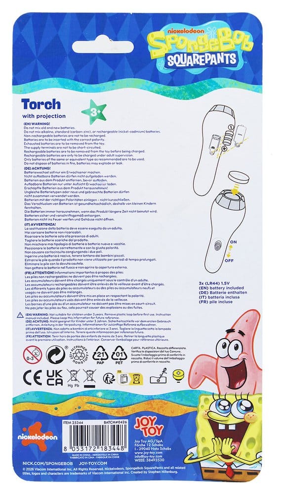 Spongebob Projection Flashlight with 4 Motifs 8053172183448