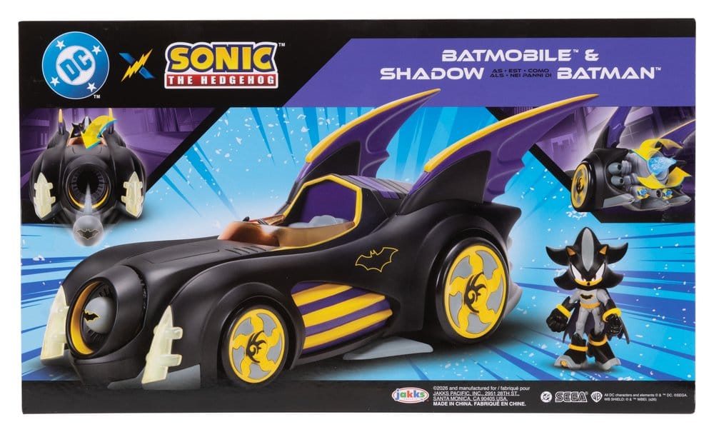 DC x Sonic - The Hedgehog Action Figure with Vehicle Shadow Batman & Batmobile 6 cm  0192995429116