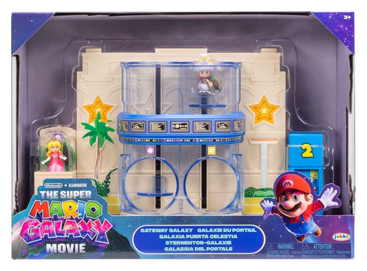 The Super Mario Galaxy Movie Diorama with 2 Mini Figures Gateway Galaxy 0192995432277