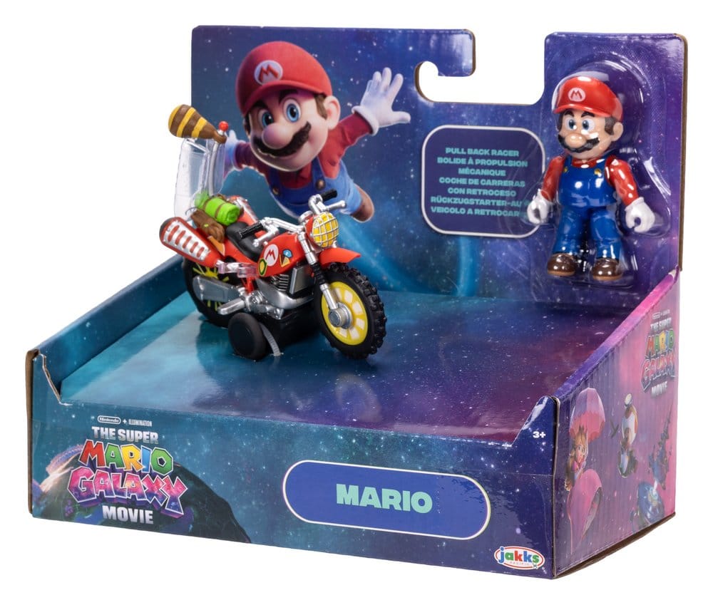 The Super Mario Galaxy Movie Action Figure with Pull Back Motorcycle Mario 6 cm 0192995432338
