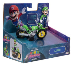 The Super Mario Galaxy Movie Action Figure with Pull Back Motorcycle Luigi 6 cm 0192995432345