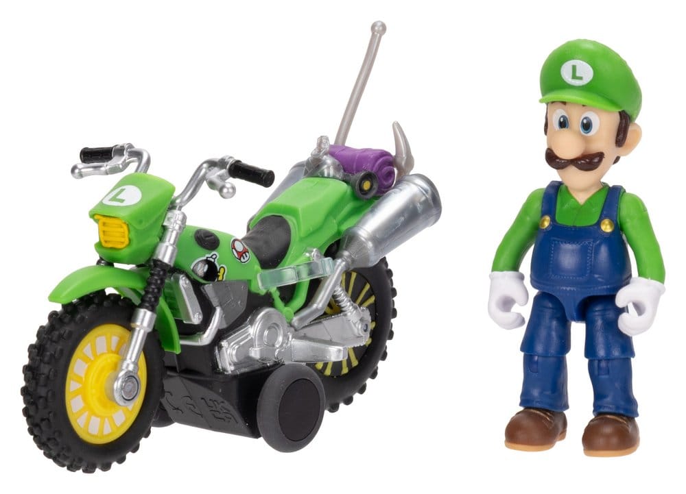 The Super Mario Galaxy Movie Action Figure with Pull Back Motorcycle Luigi 6 cm 0192995432345